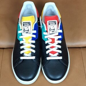 Adidas Stan Smith Primegreen Black Multi Color Leather Sneakers Size 8 NWT H0032